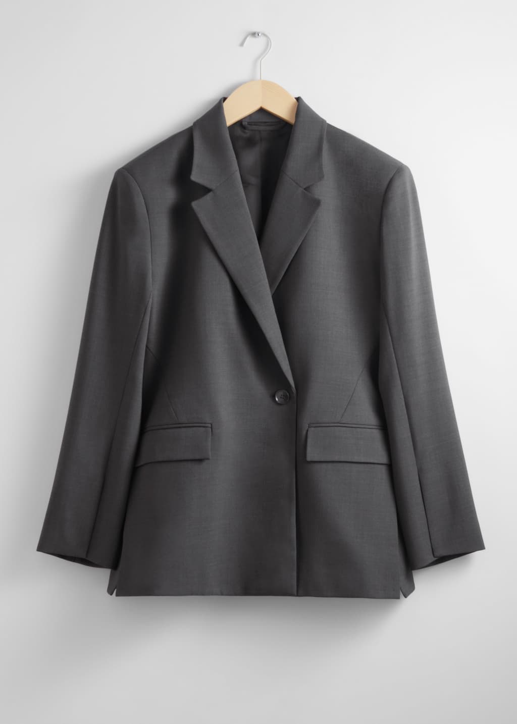 ボトムスその他 A.P.C. Double-Breasted Anthracite Grey Wool Blazer Tailored Wide-Shoulder Blazer - Grey - Blazers - & Other Stories