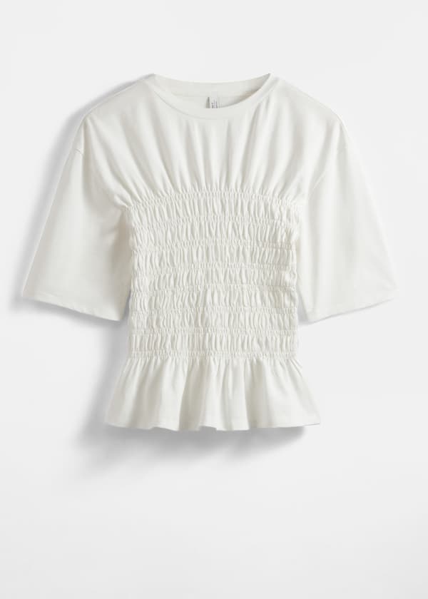 Smocked Crewneck Top
