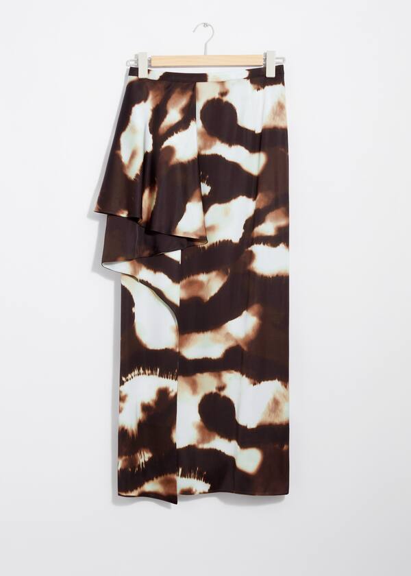 Draped Satin Midi Skirt