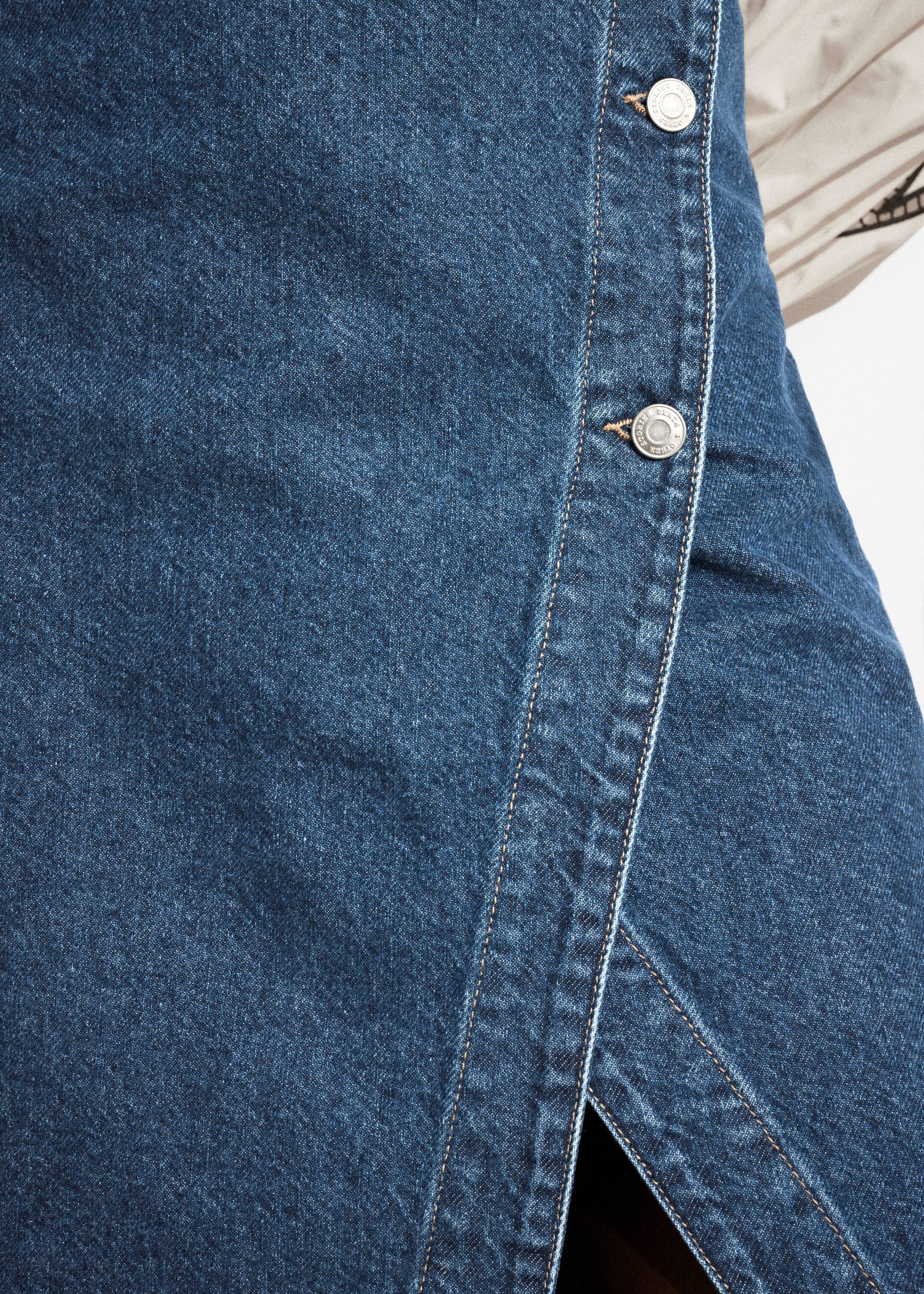 Jupe portefeuille midi en denim - Bleu - Lookbook