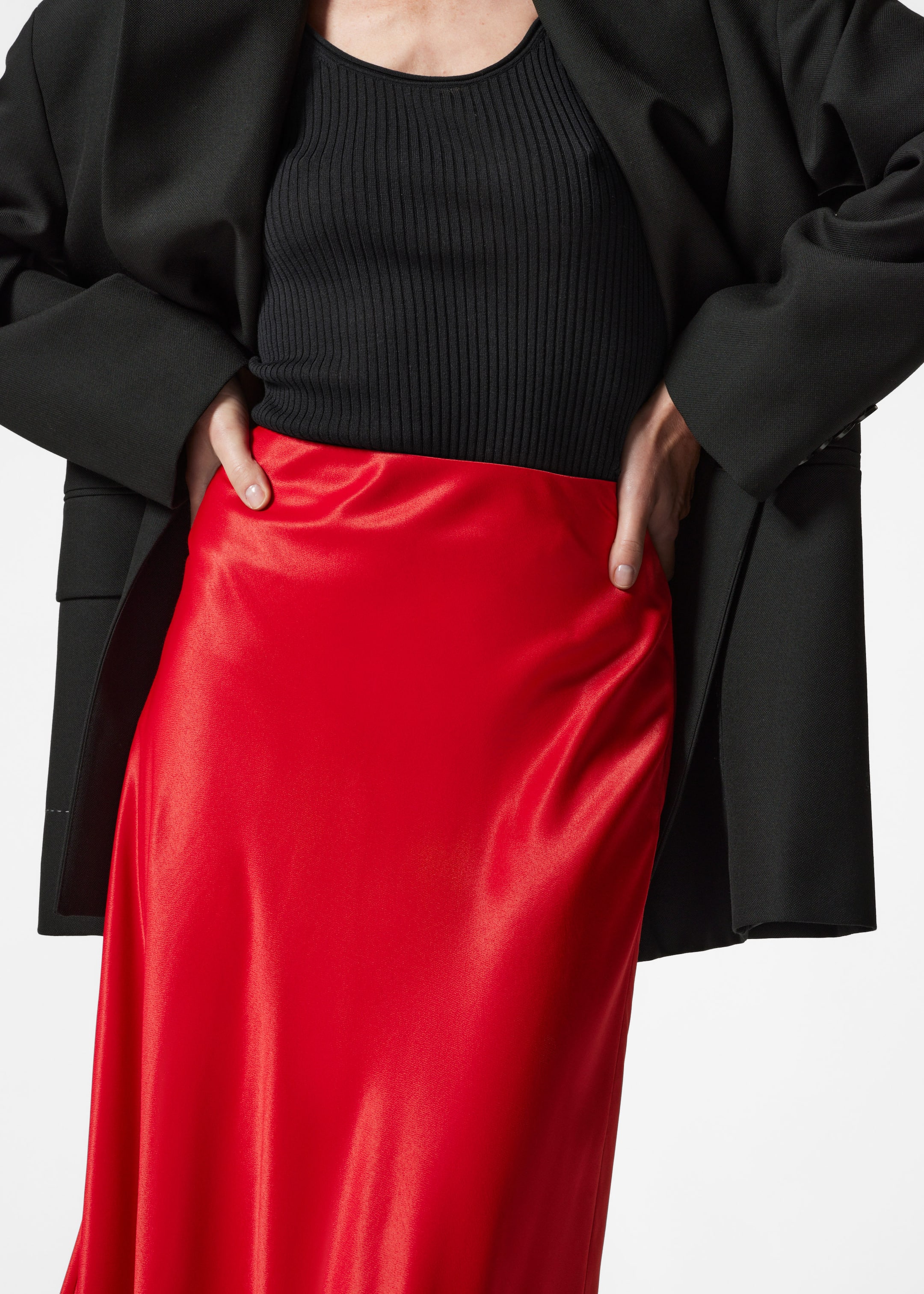 Satin Midi Skirt - Mole - Lookbook