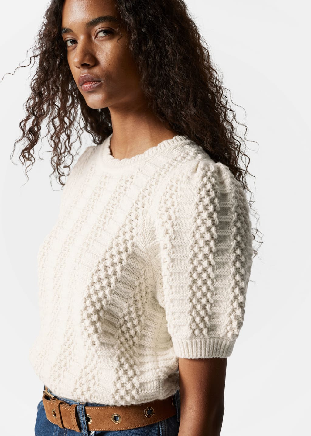 Scalloped Knit Top - White - Sweaters - & Other Stories