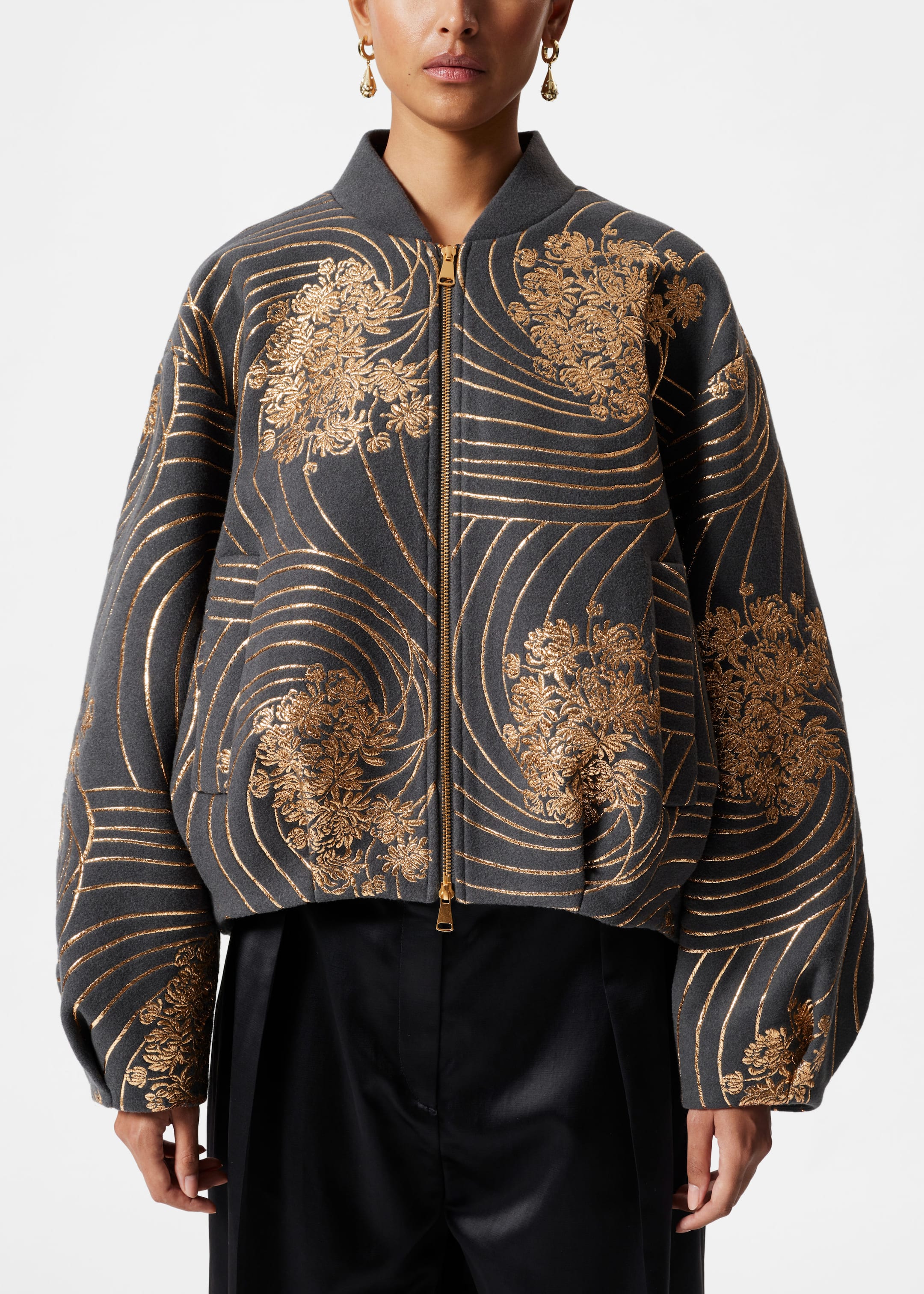 Image of Metallic Wool Bomber Jacket