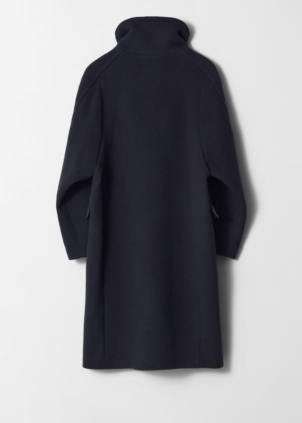 Funnel-Neck Wool Coat