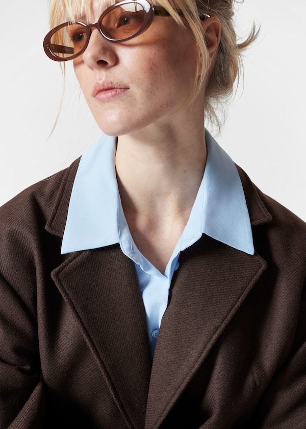 Tie-Belt Wool Blazer