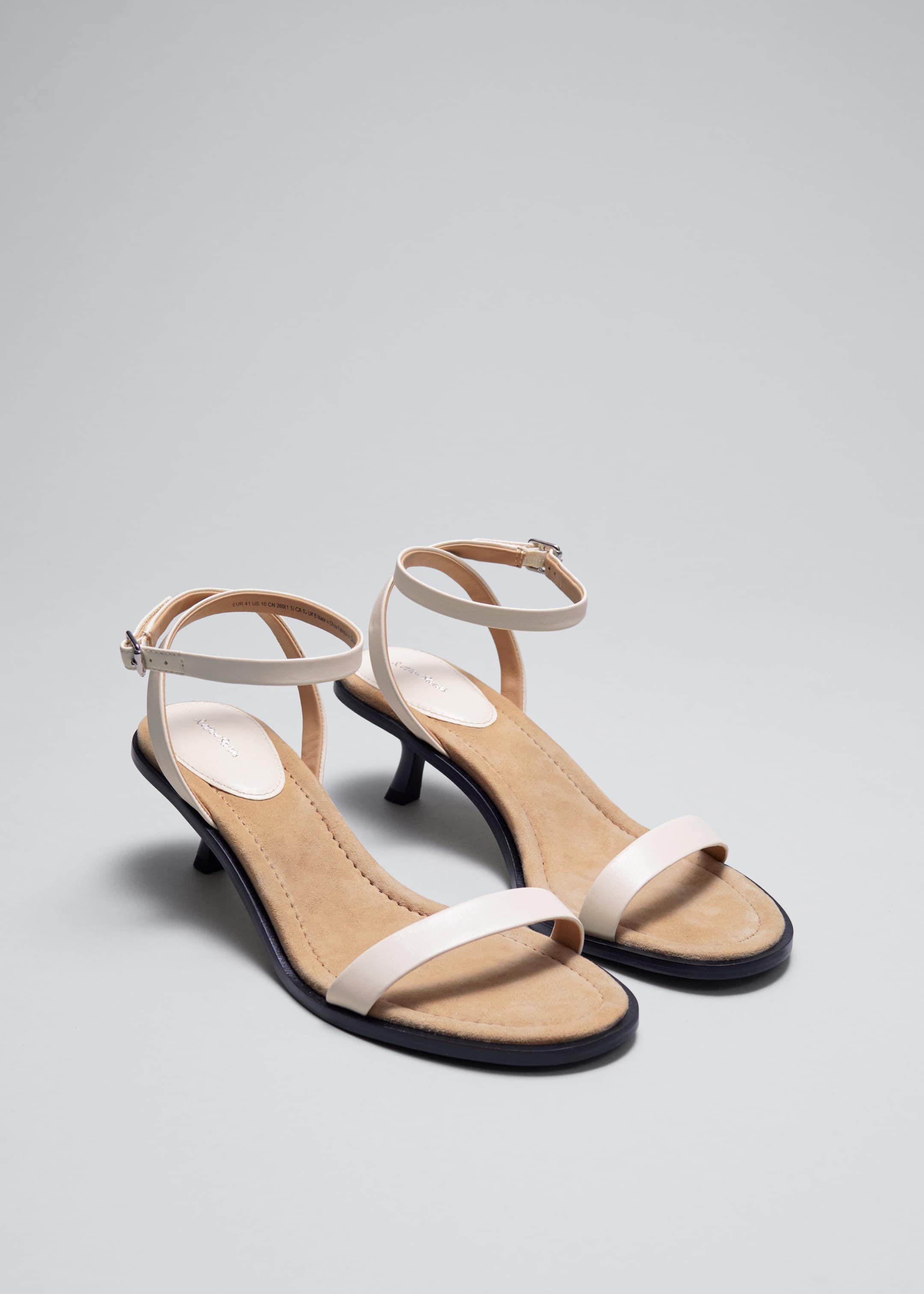 Kitten Heel Leather Sandals - Brown - Still Life