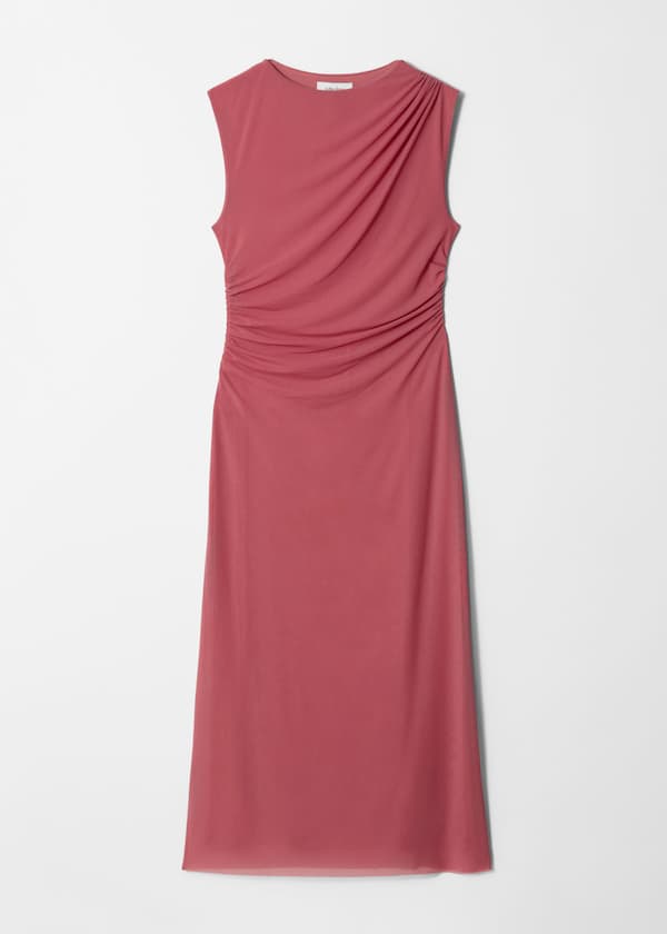 Draped Sleeveless Midi Dress
