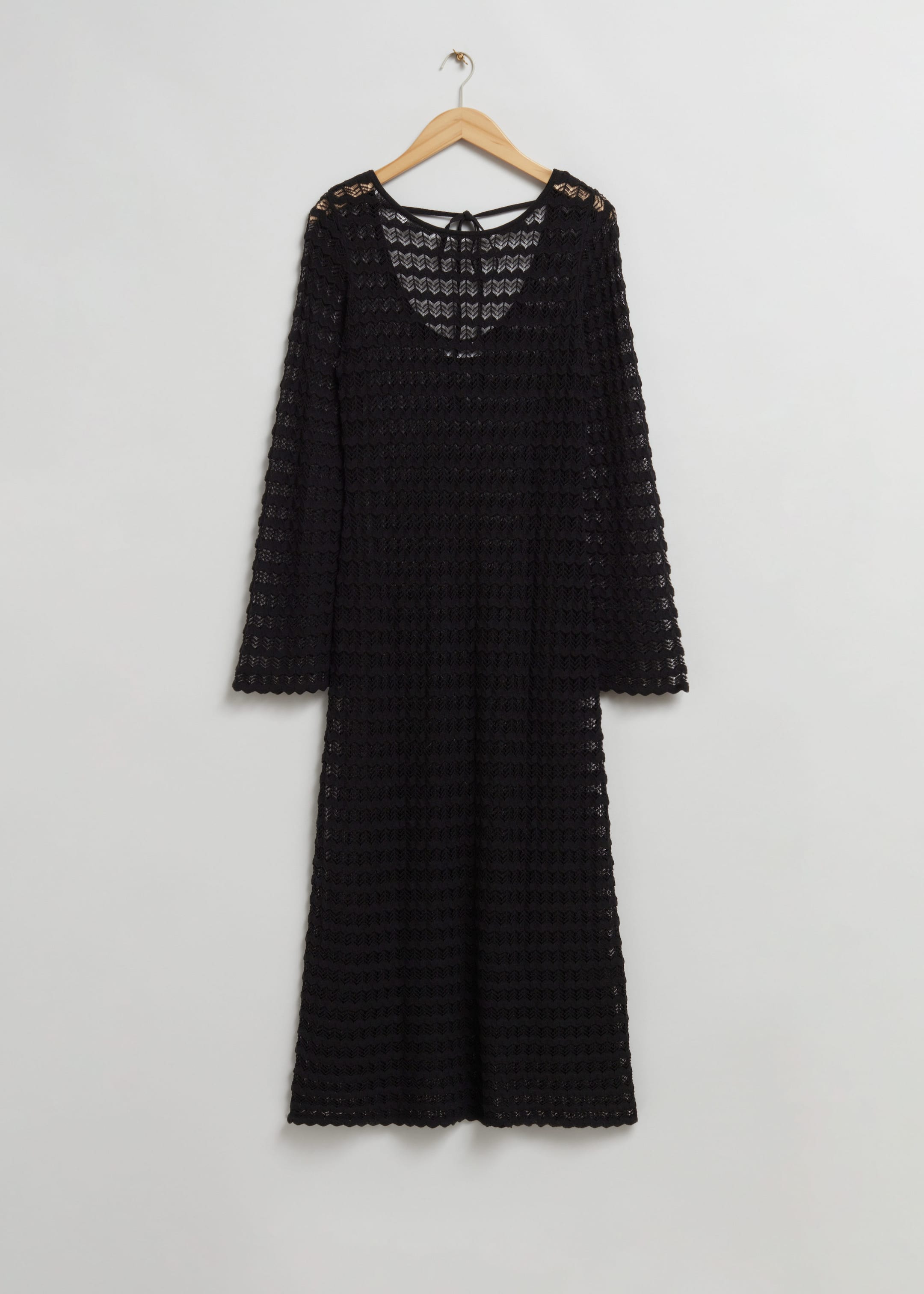 Open Tie-Back Pointelle Knit Dress - Black - Still Life