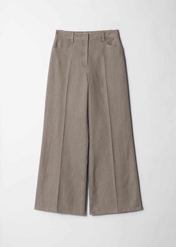 Wide-Leg Press-Crease Trousers