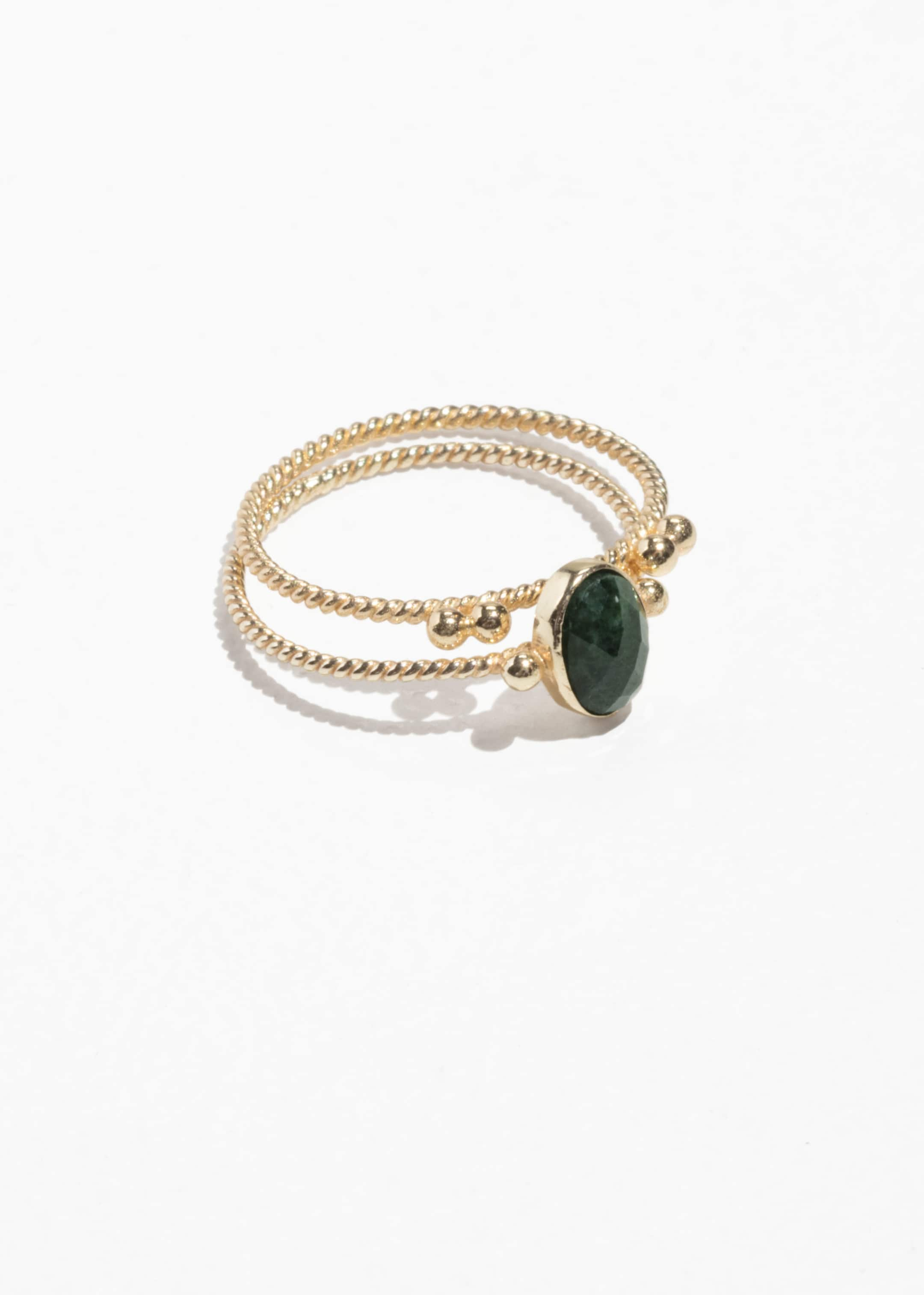 Round Stone Ring Set - Dark Green - Still Life