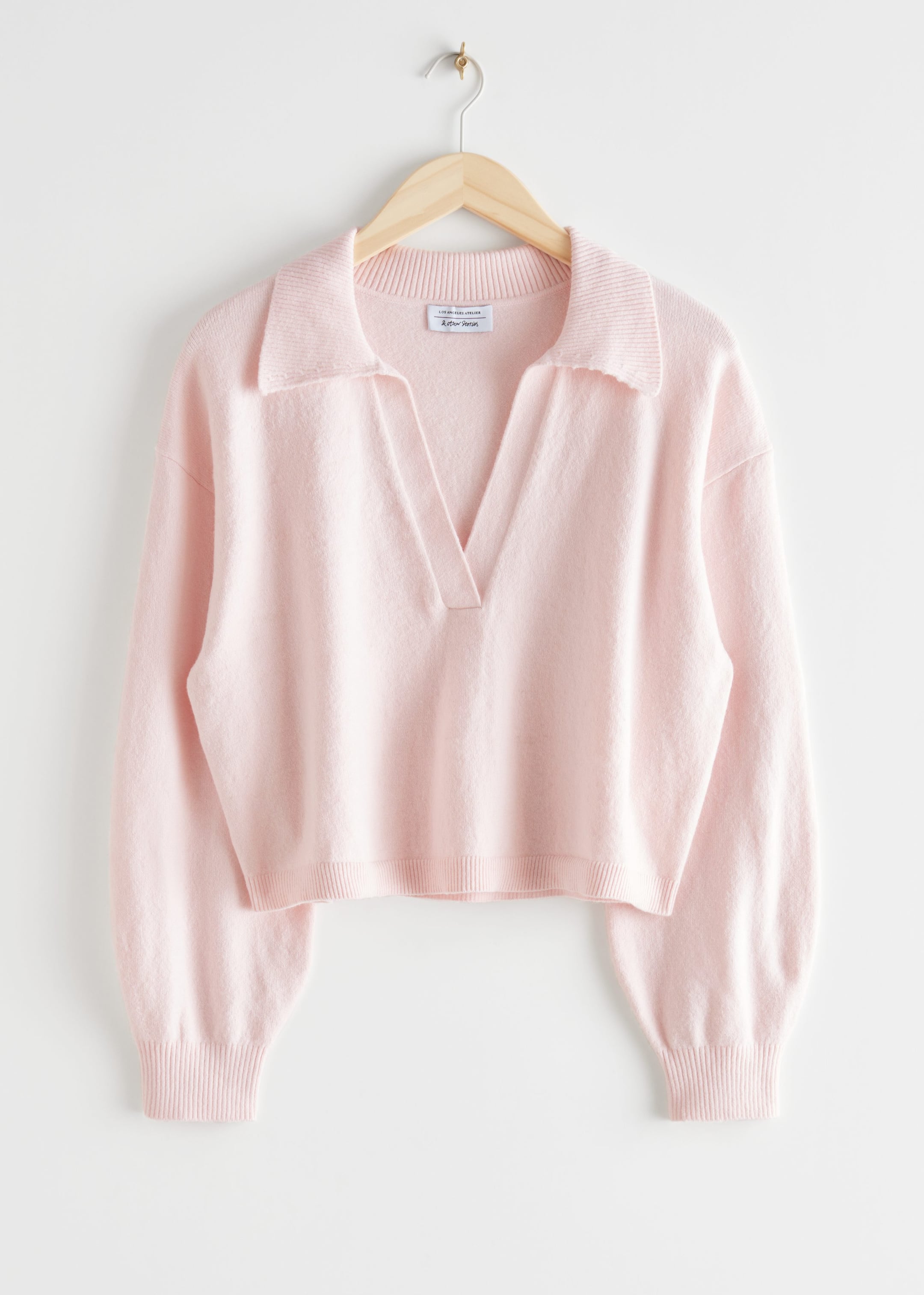 Relaxed Collared V-Neck Sweater - Light Pink - Still Life