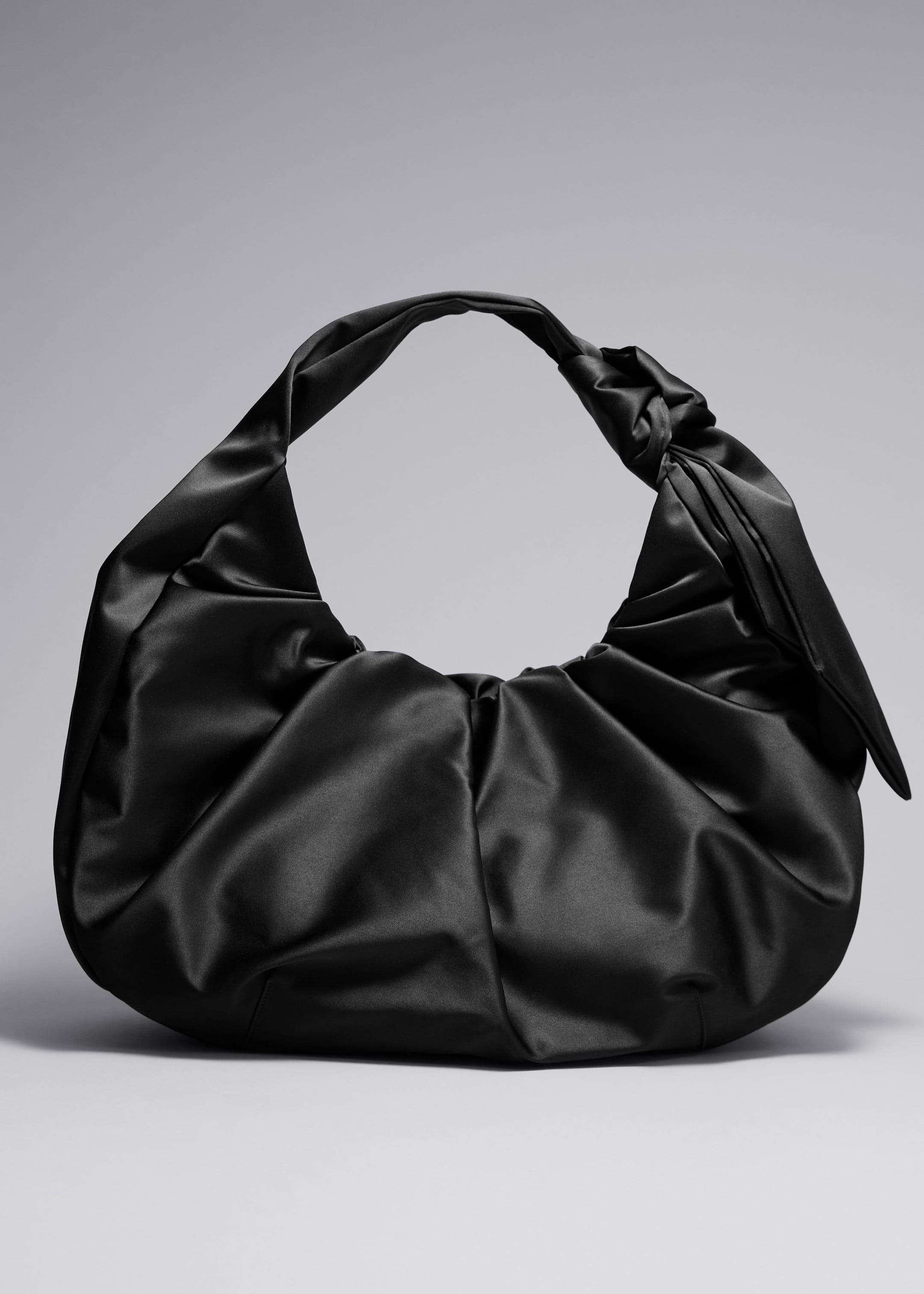 Large Satin Shoulder Bag - Black - Still Life