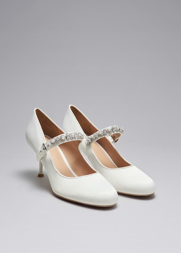 Embellished Satin Pumps
