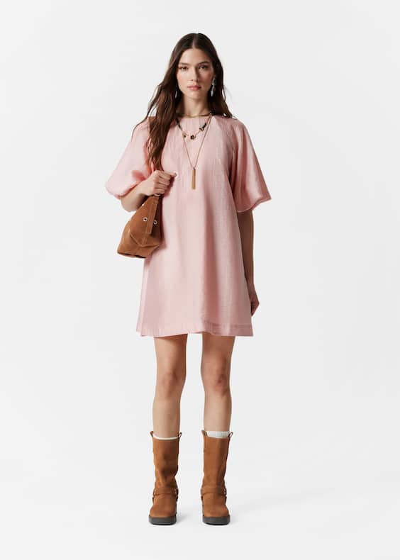 Puff-Sleeve Mini Dress