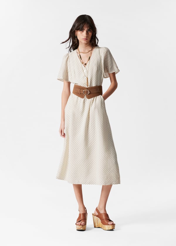 Flutter-Sleeve Midi Dress