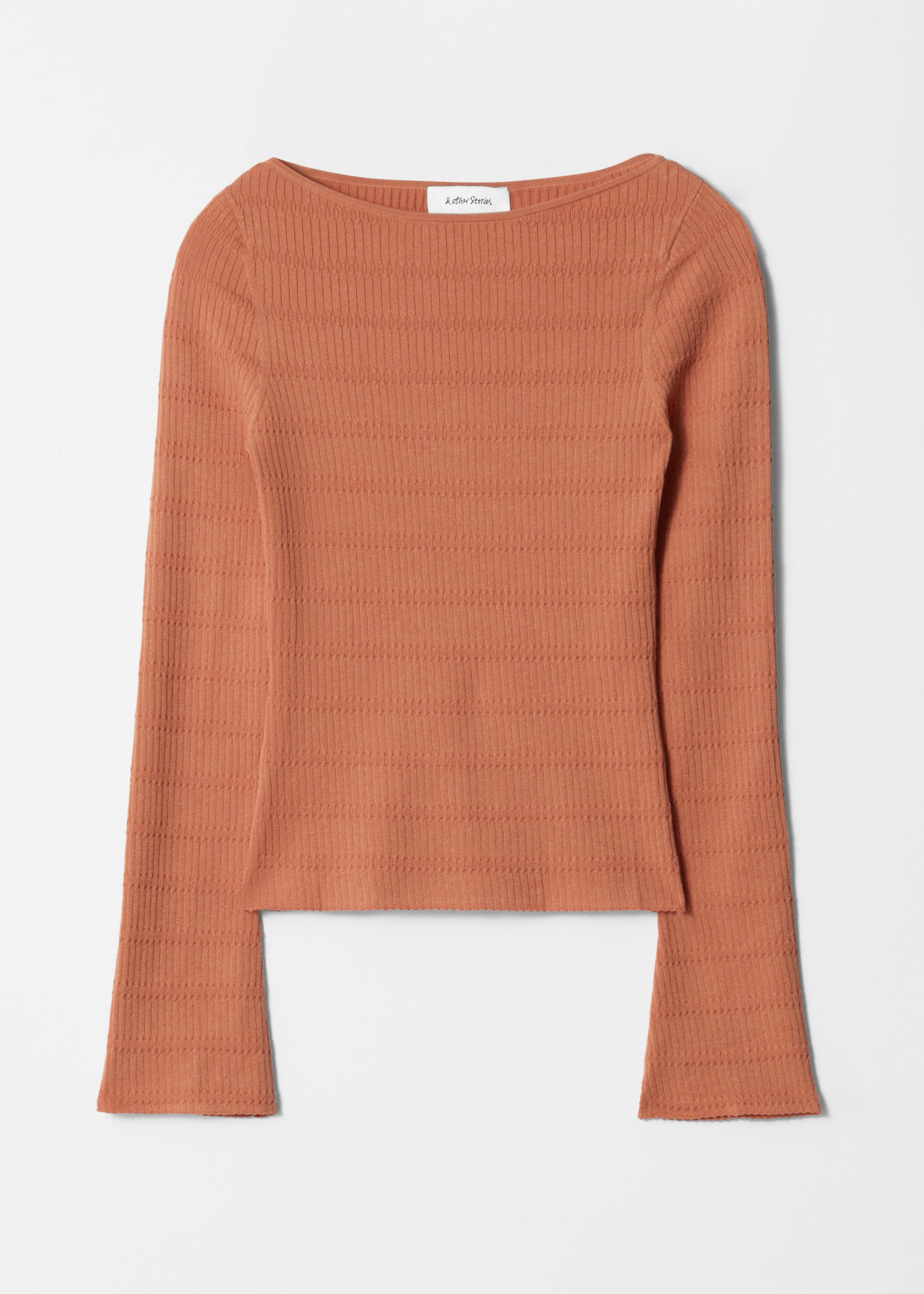 Knitted Boat-Neck Top - Orange - Still Life