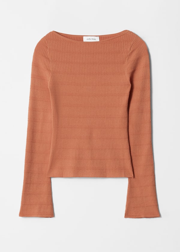 Knitted Boat-Neck Top