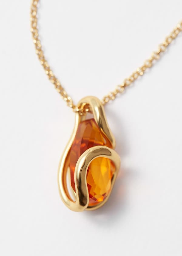 Glass Stone Pendant Necklace