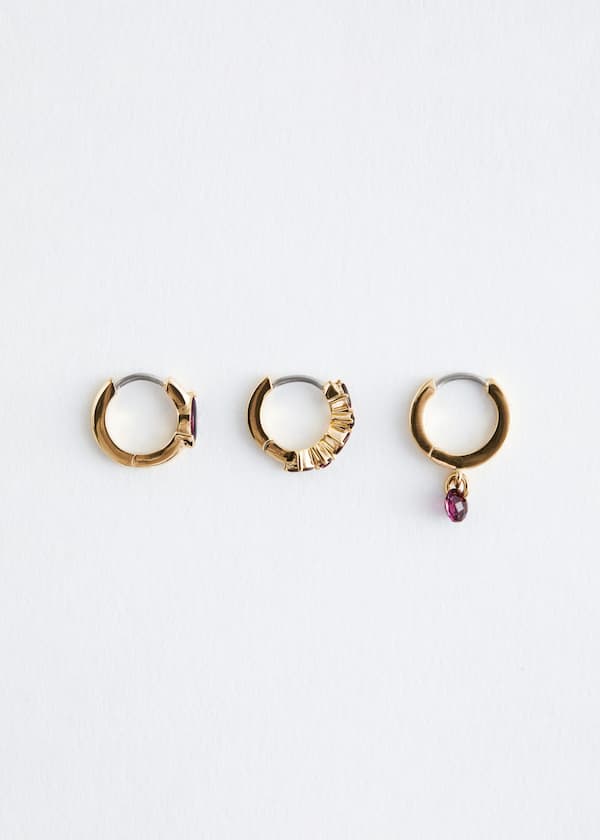 Crystal Hoop Earrings Set