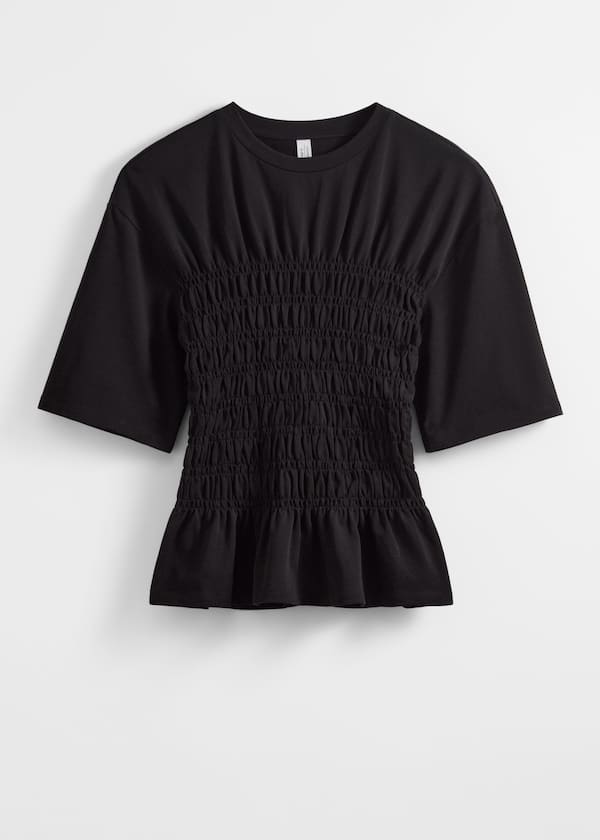 Smocked Crewneck Top