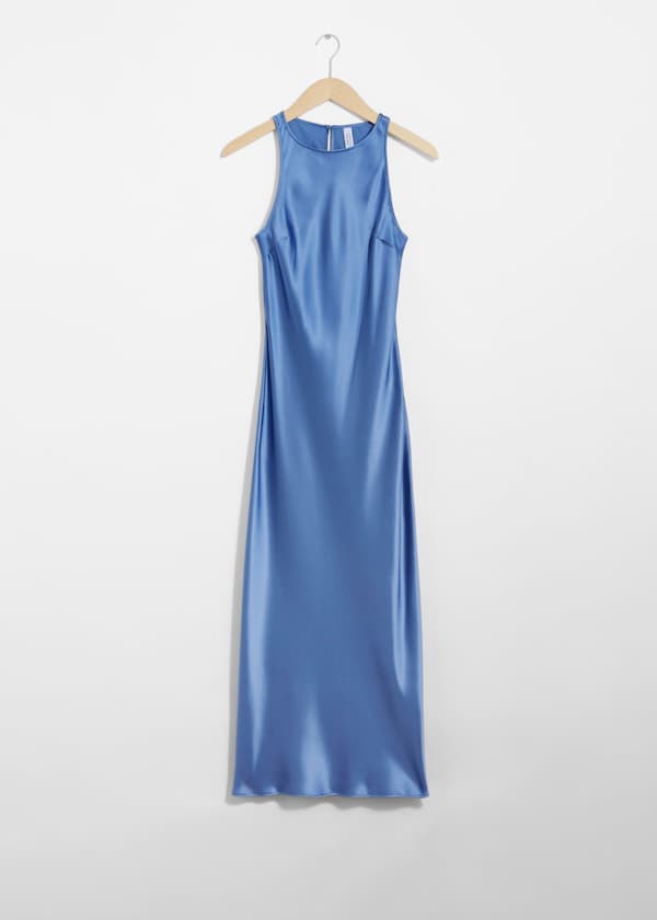 Slim Satin Midi Dress