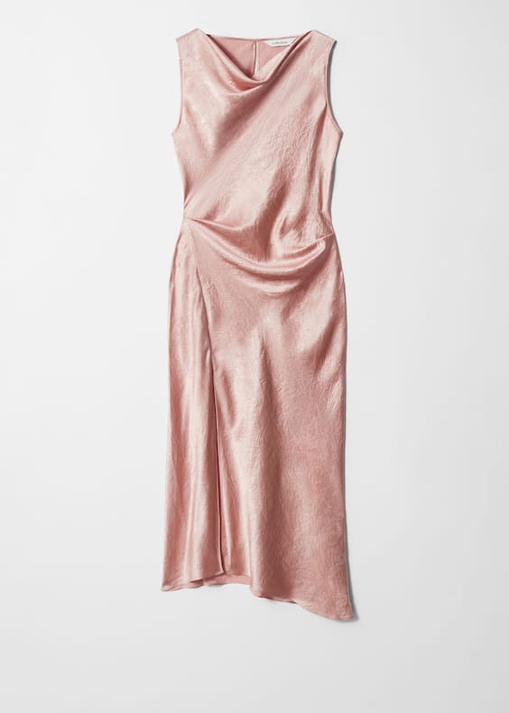 Draped Satin Midi Dress