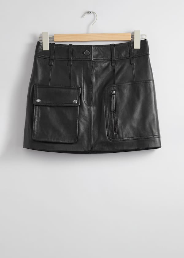 Utility Leather Mini Skirt