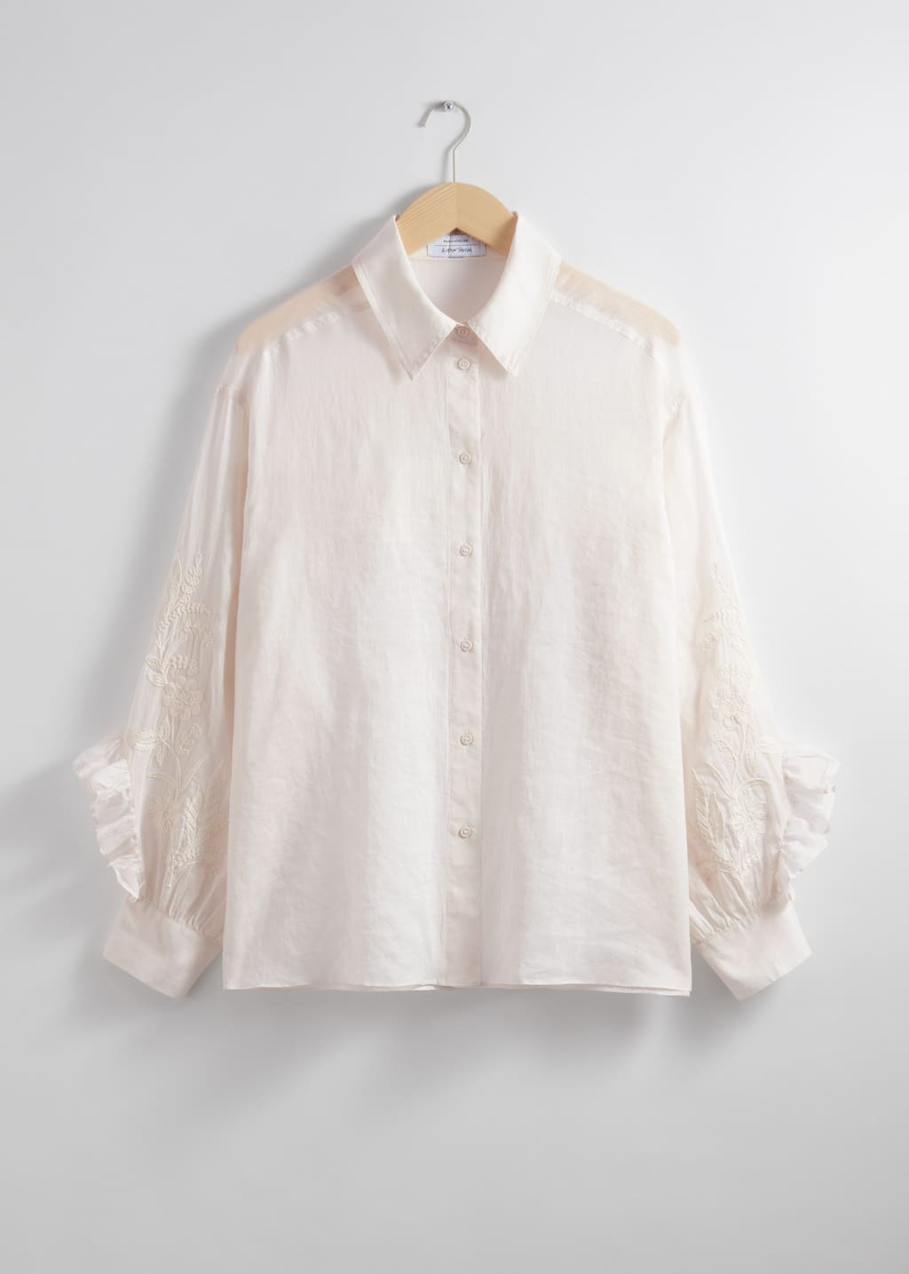 Embroidered Frill-Trimmed Shirt - White - Shirts - & Other