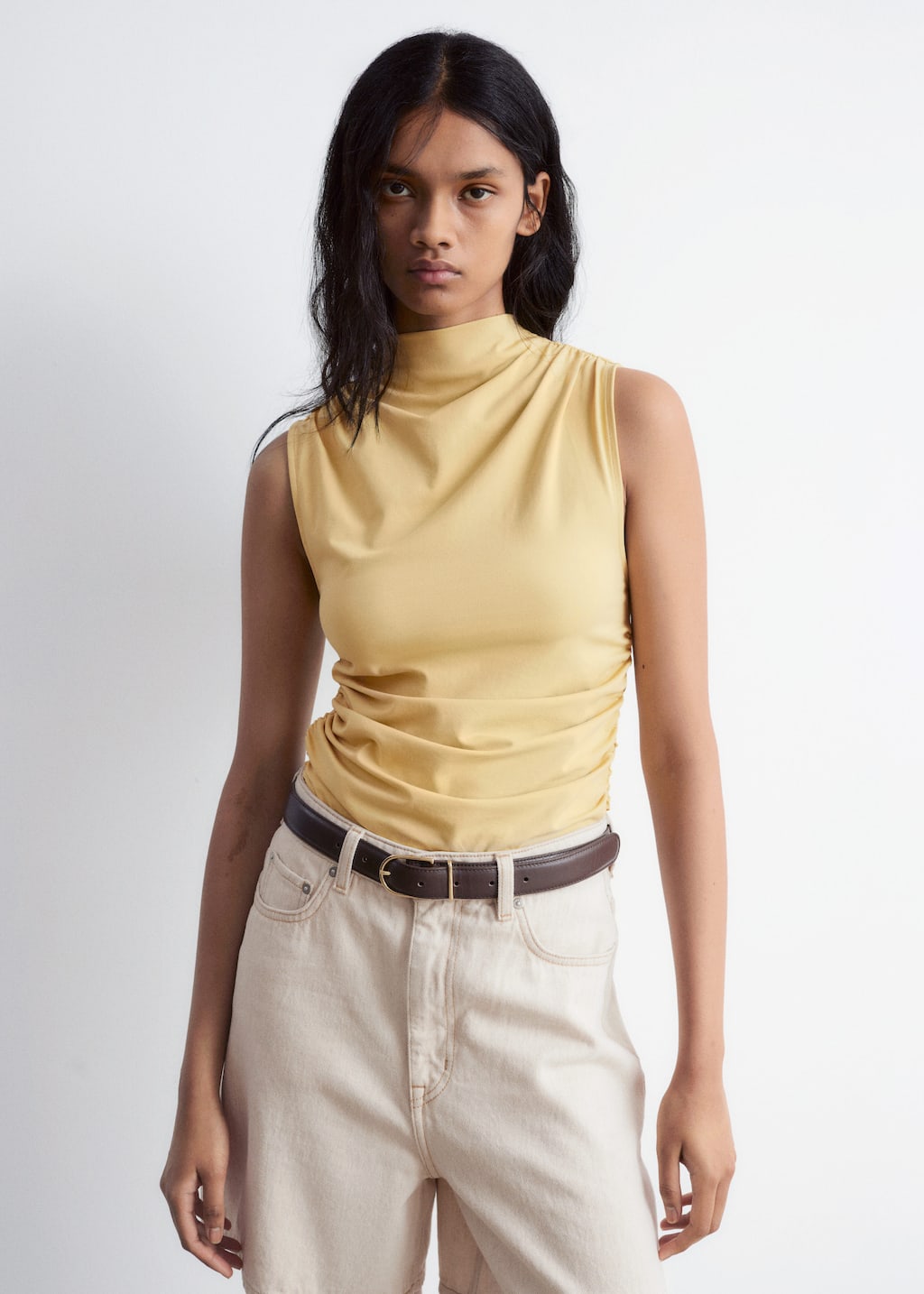 MM6 sleeveless top ノースリーブ トップス yellow 38 Sleeveless Mock-Neck Top - Light Yellow - Tanktops