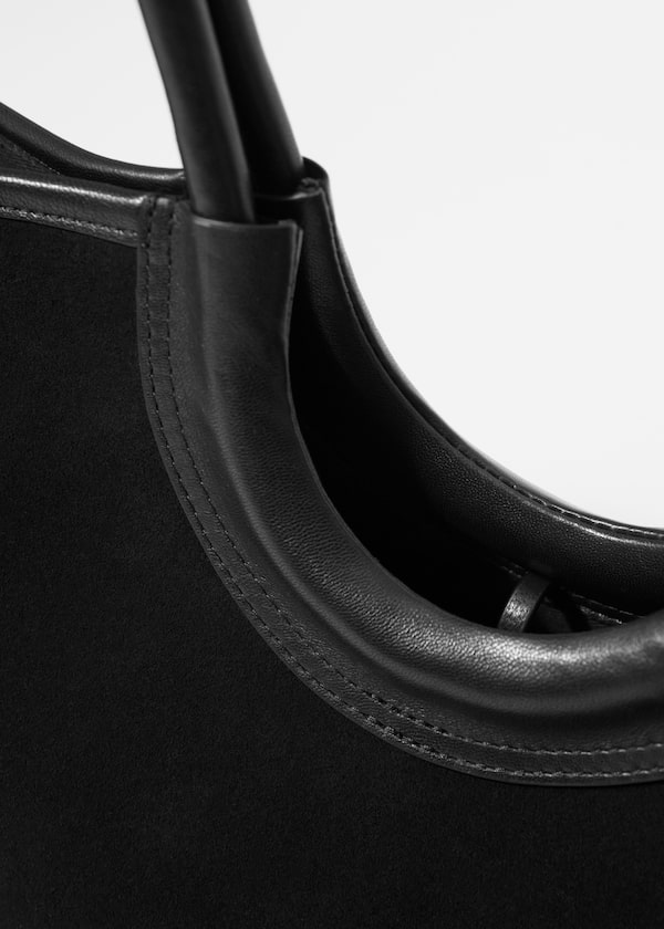 Leather-Trimmed Suede Tote Bag