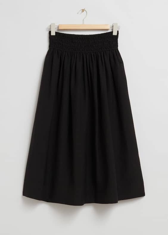 Smock-Waist Midi Skirt