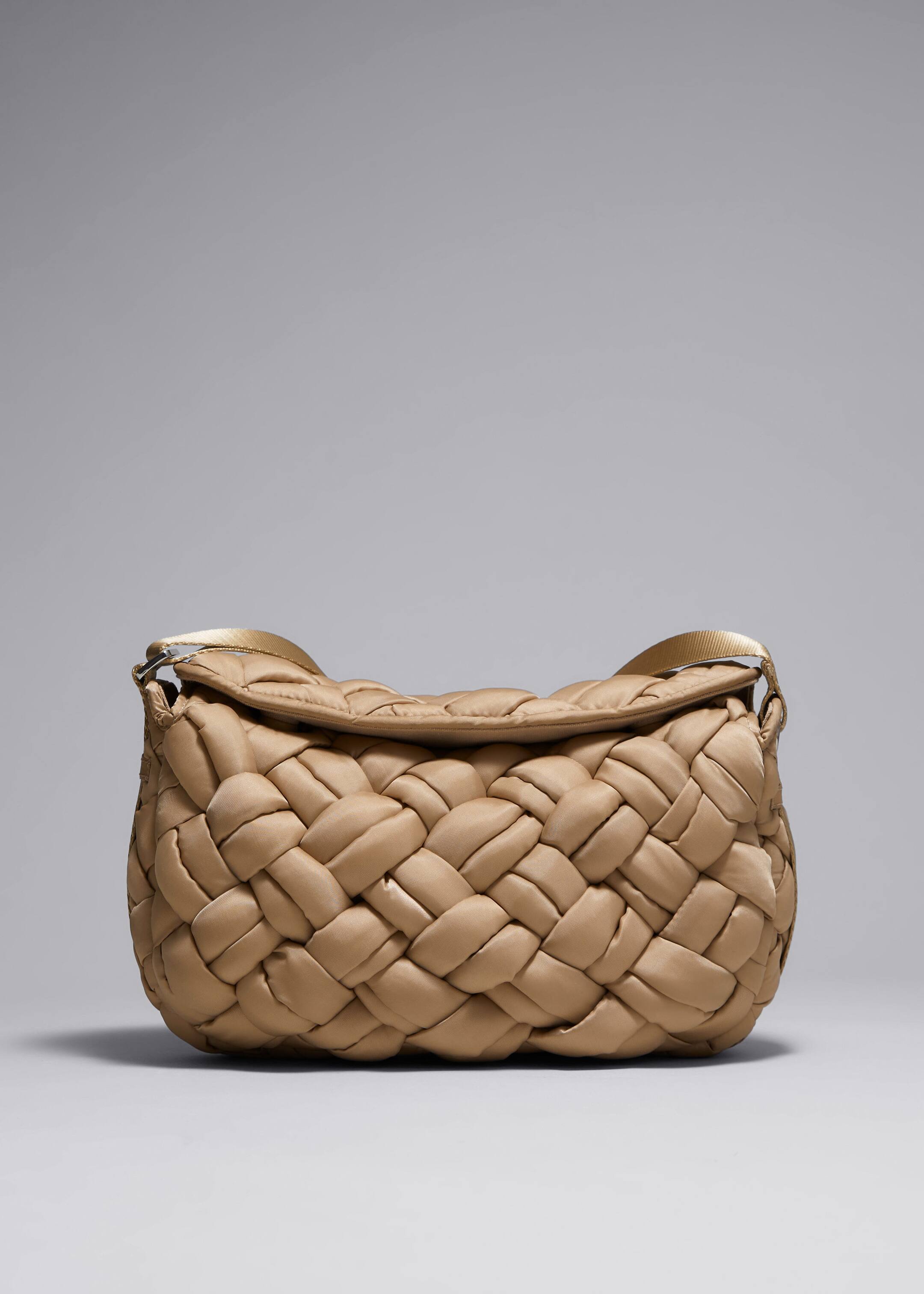 Braided Nylon Shoulder Bag - Beige - Still Life