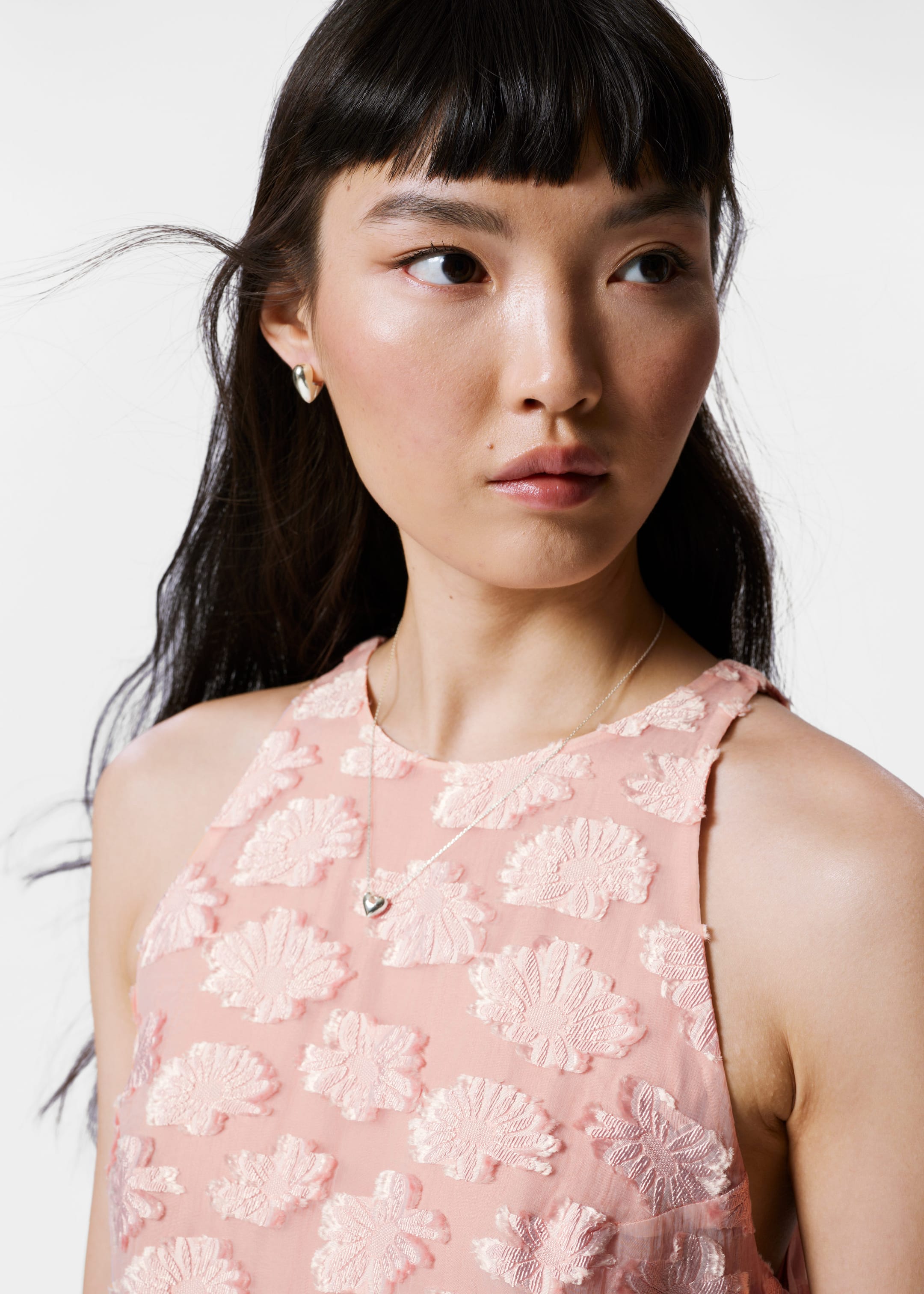 Sleeveless Jacquard Mini Dress - Pink - Lookbook