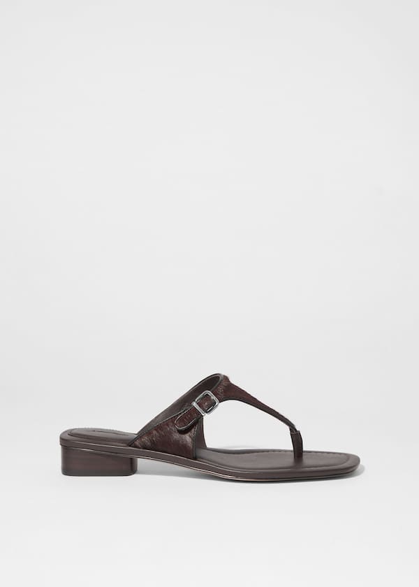 Buckle-Embellished Leather Slides