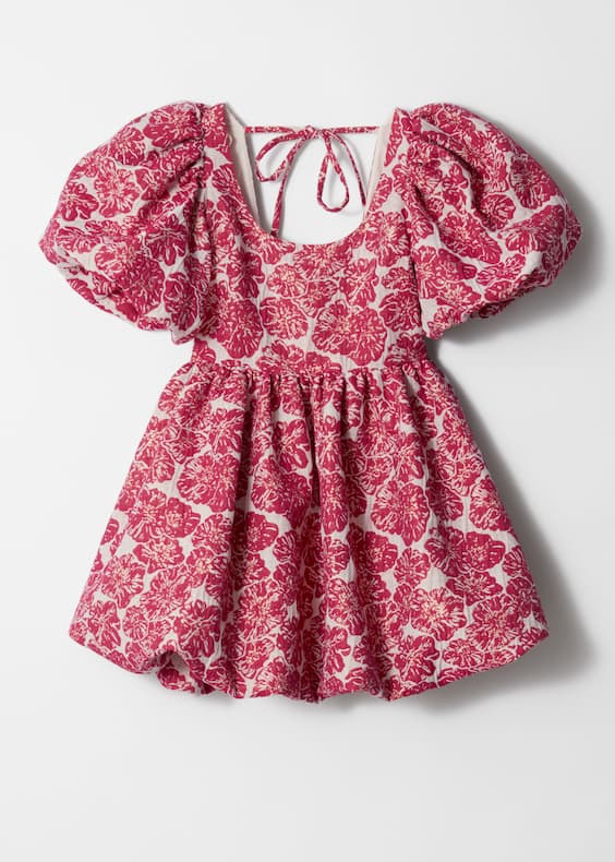 Balloon-Sleeve Mini Dress