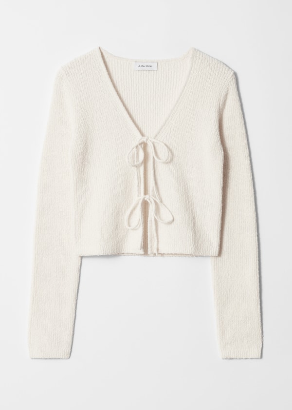 Knitted Tie-Detail Cardigan