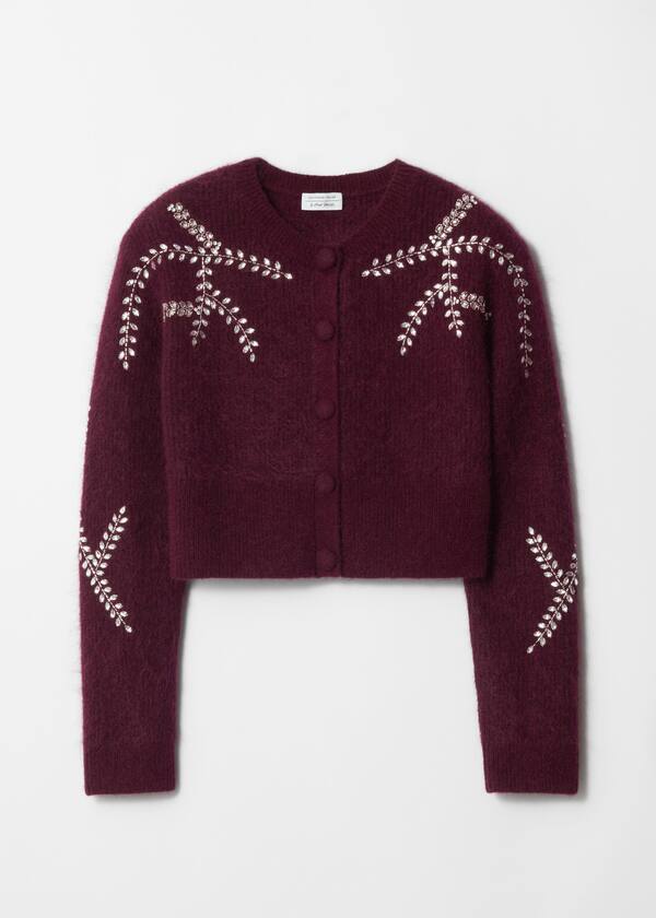 Embroidered Mohair-Blend Cardigan