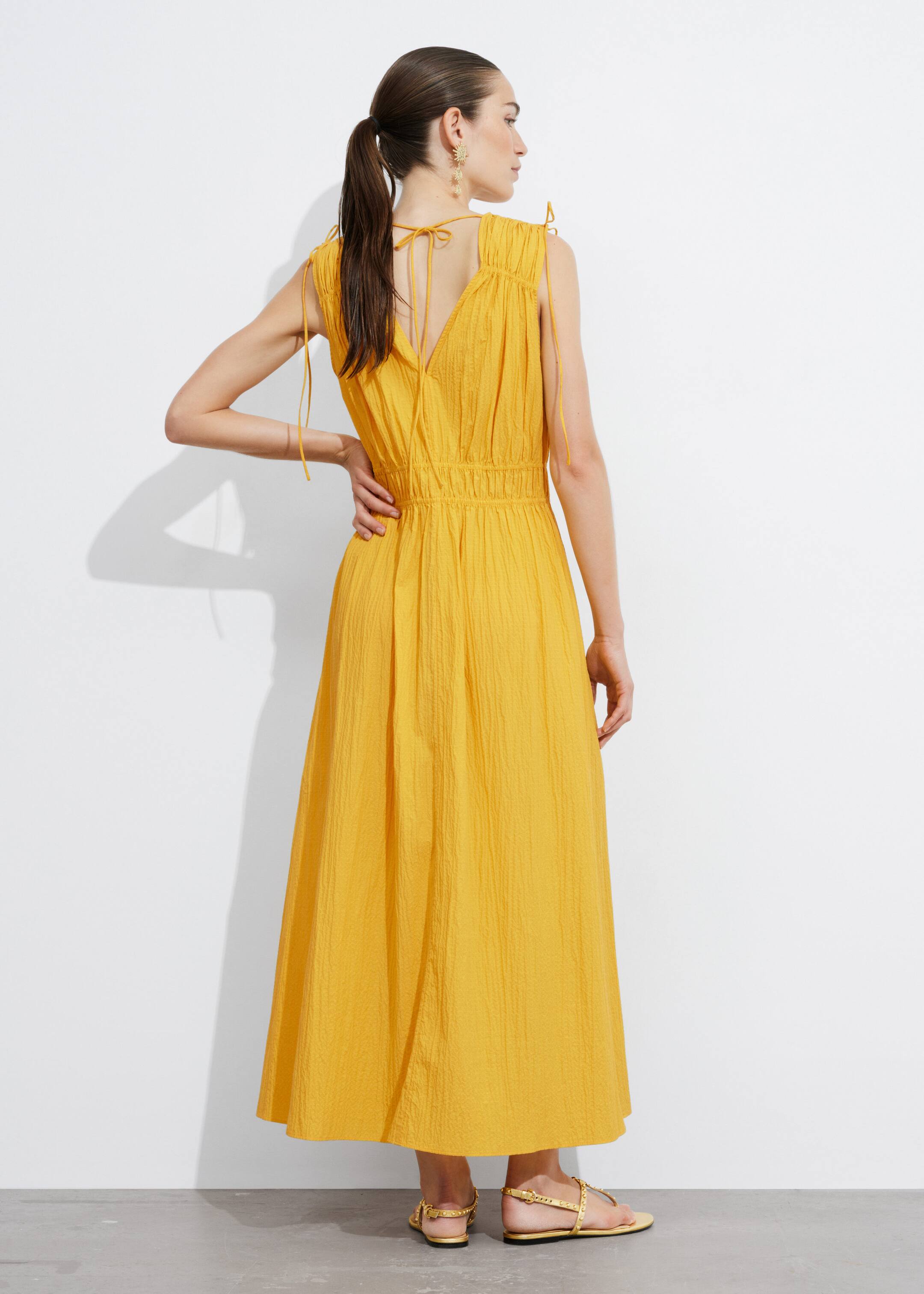 Tie-Detailed Midi Dress - Yellow - Lookbook