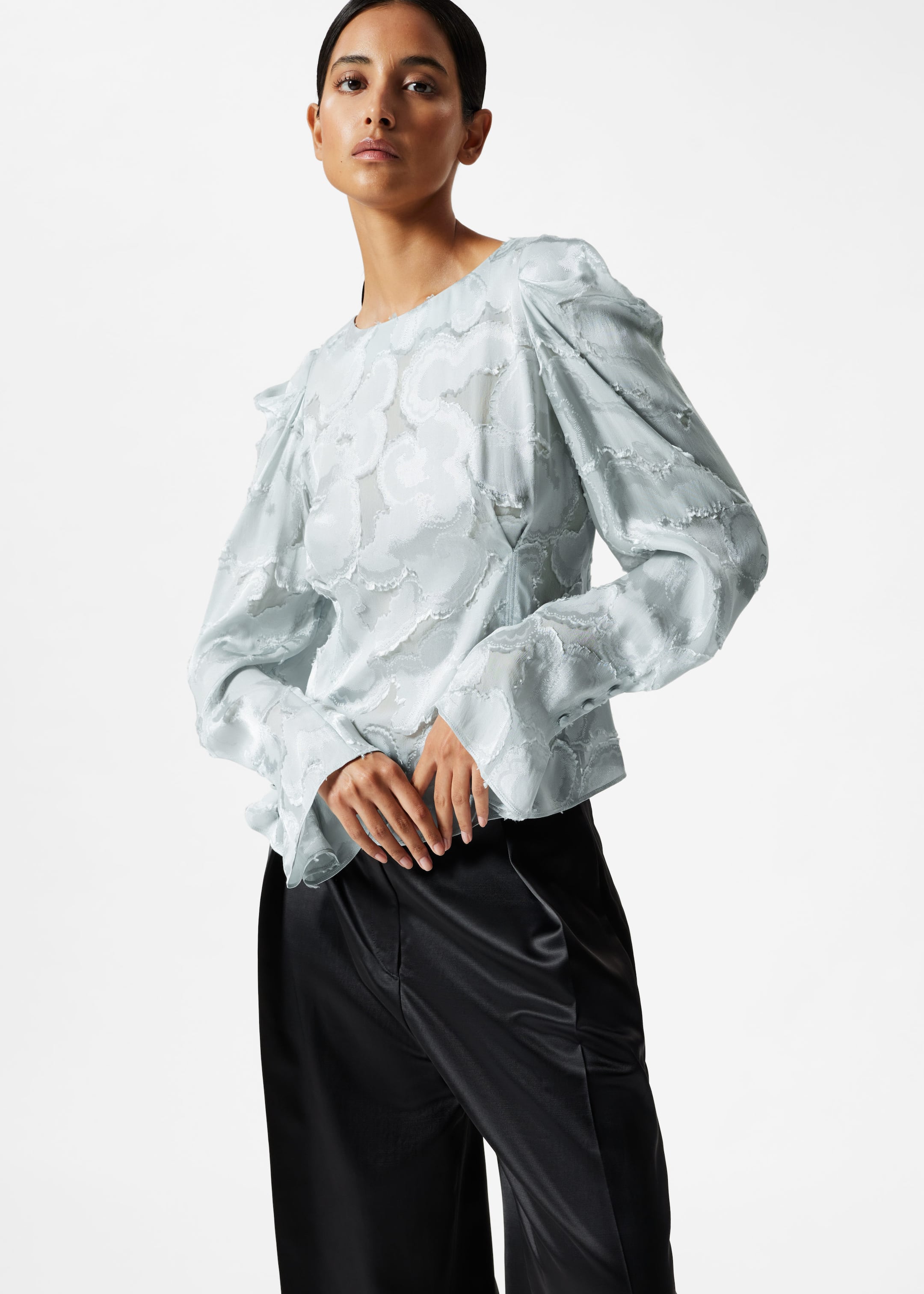 Image of Silk-Blend Jacquard Blouse