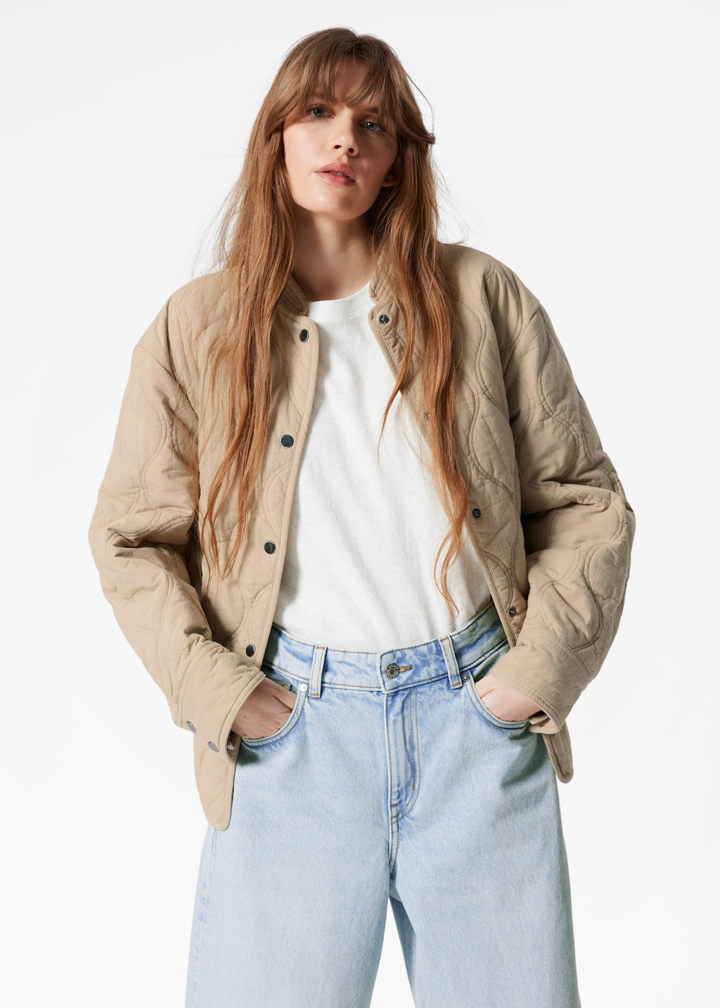 OVERSIZED KNITTED-COLLAR QUILTED JACKET オーバーサイズ