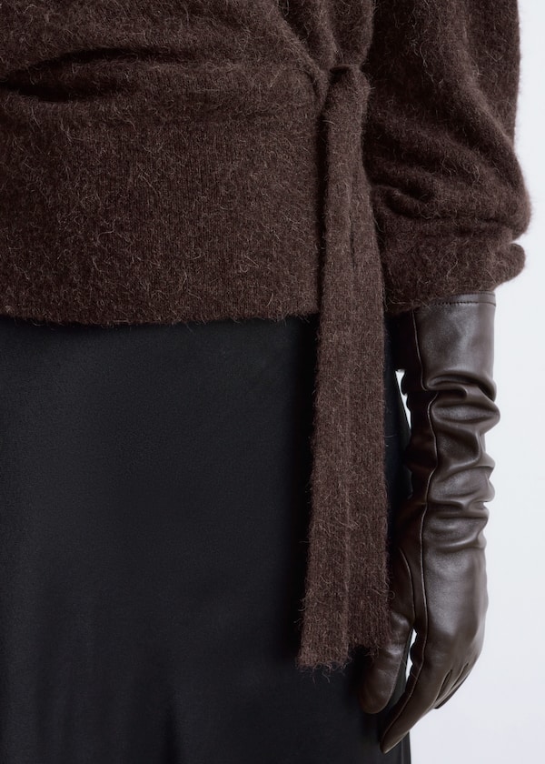 Mohair-Blend Knitted Wrap Cardigan