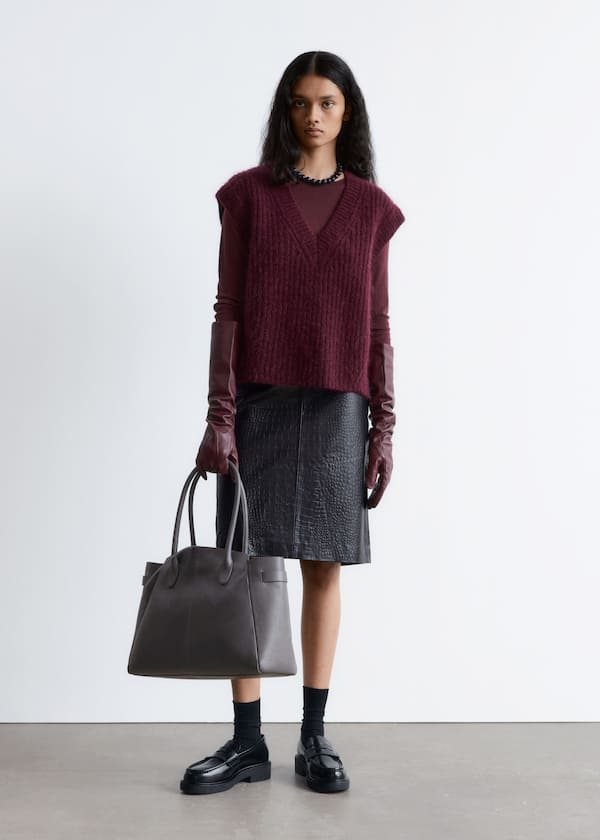 Knitted Mohair-Blend V-Neck Vest