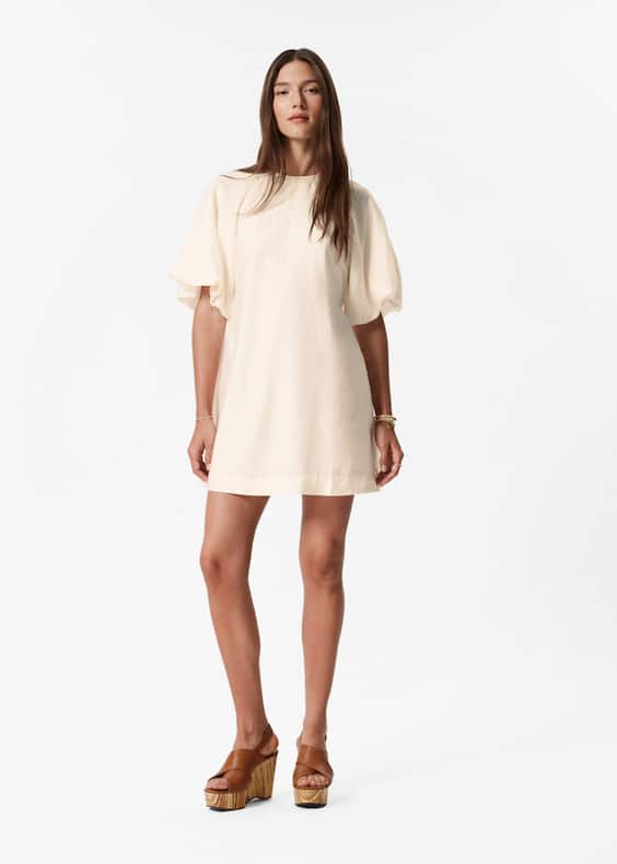 Puff-Sleeve Mini Dress