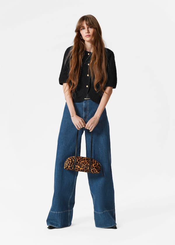 Textured Short-Sleeve Cardigan