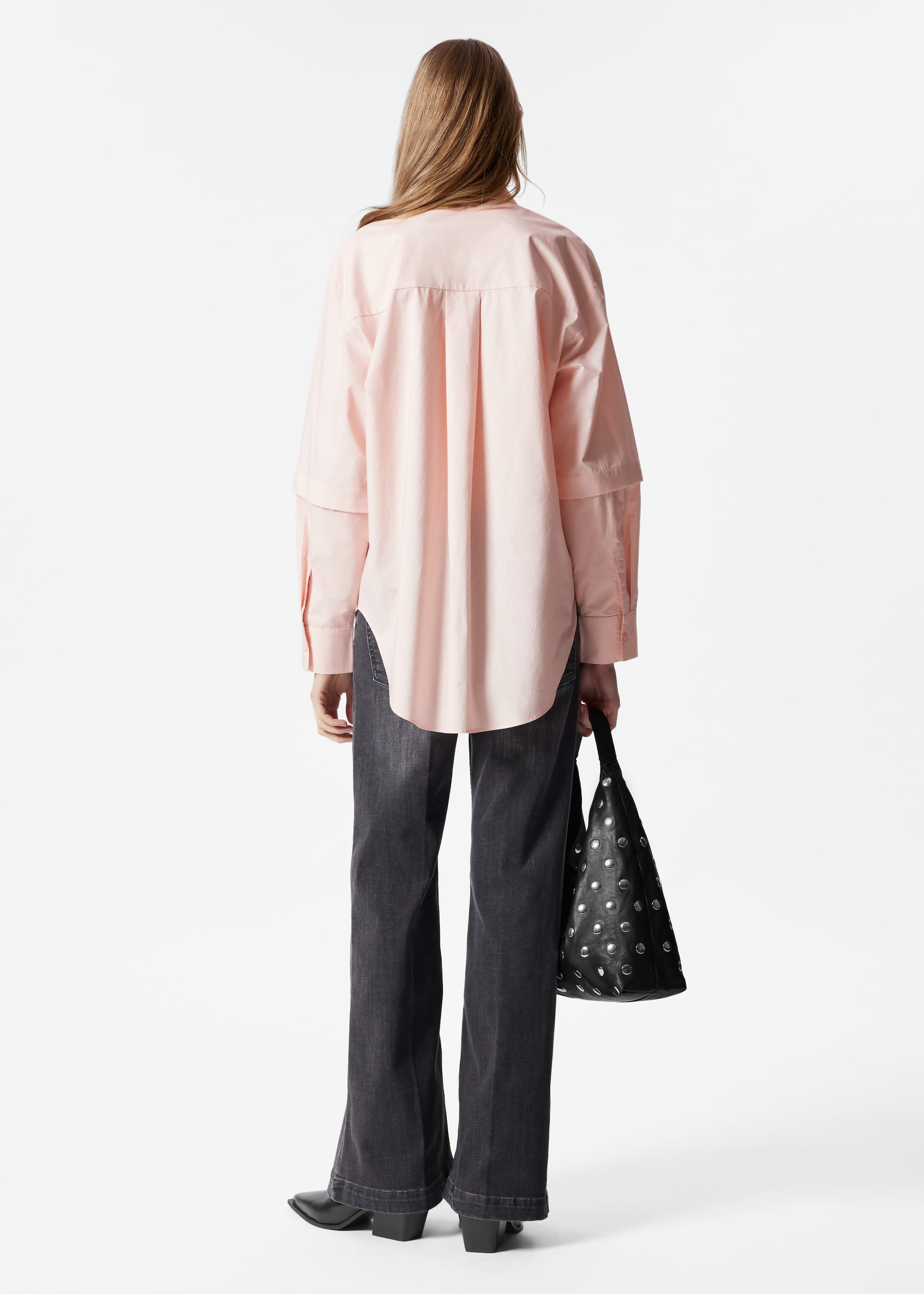 Layered-Sleeve Shirt - Pink - Lookbook