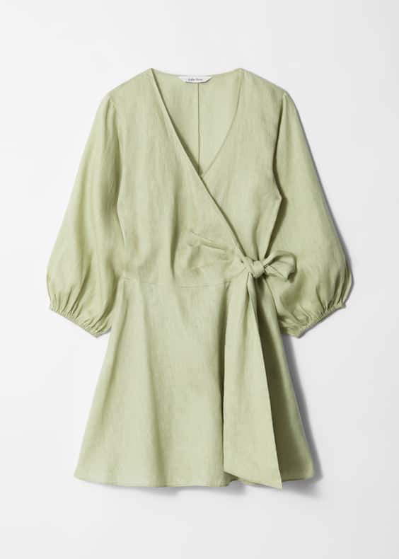 Linen Wrap Mini Dress