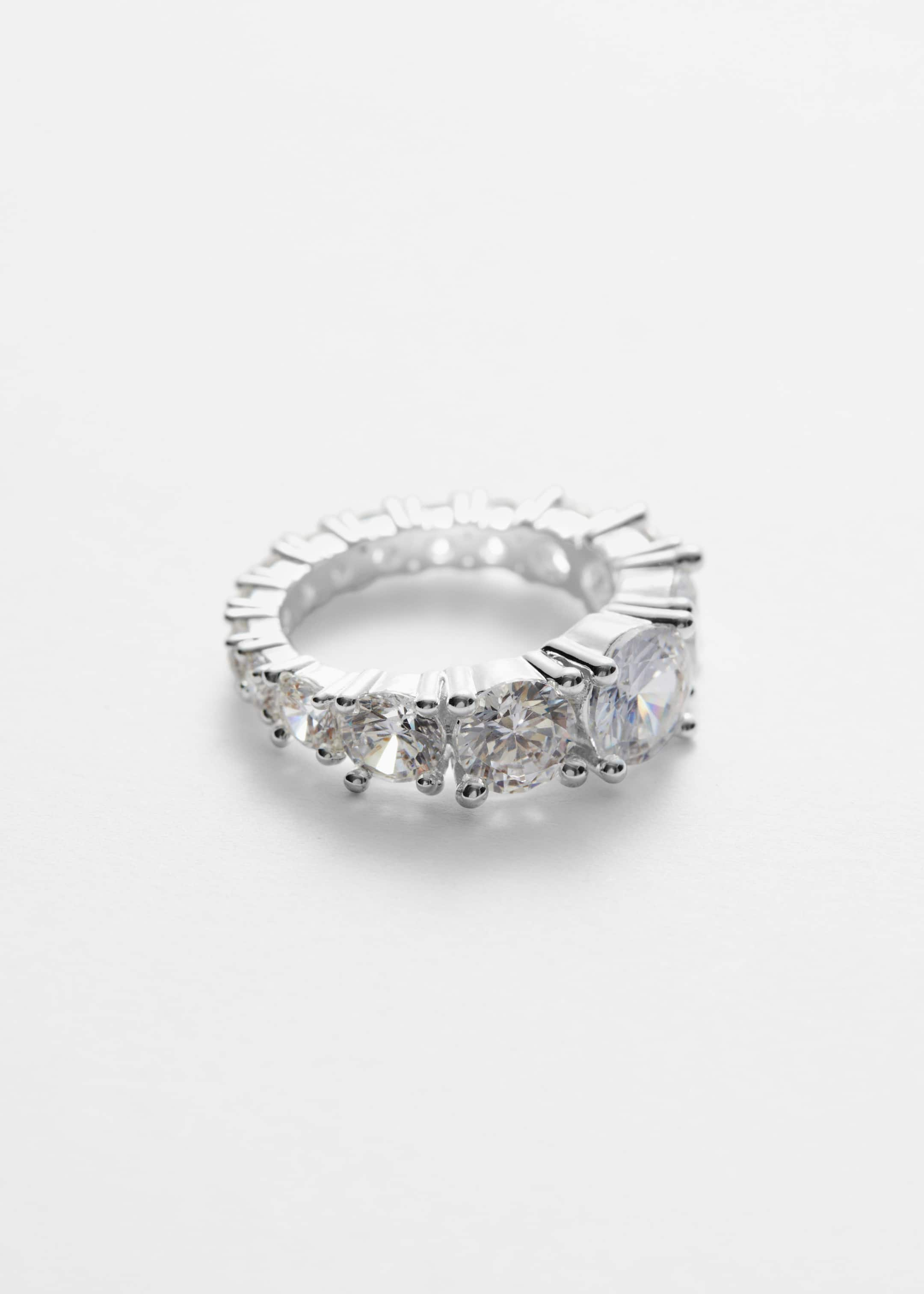 Image of Silver-Tone Crystal Ring