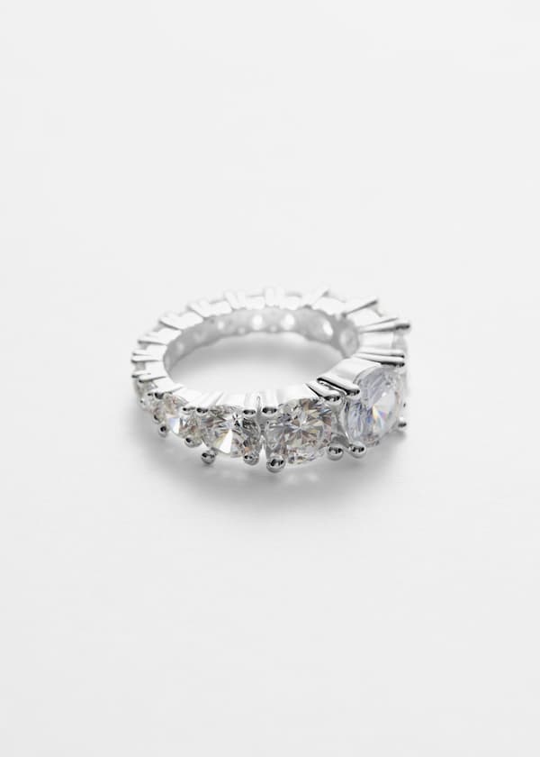 Silver-Tone Crystal Ring
