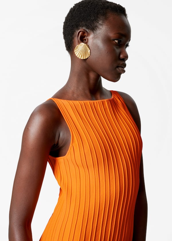 Rib-Knit Midi Dress