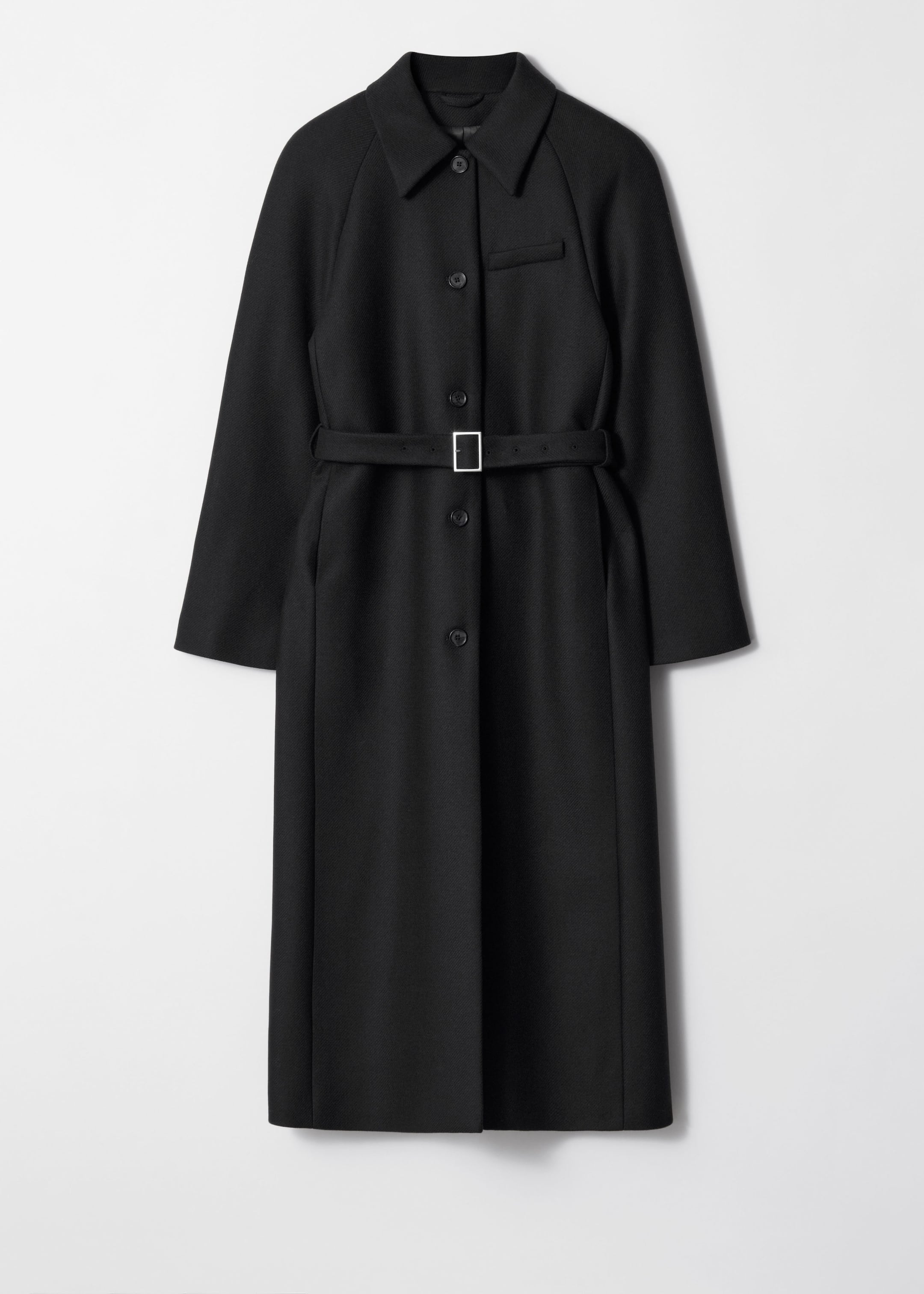 Belted Wool Coat - Black - Still Life